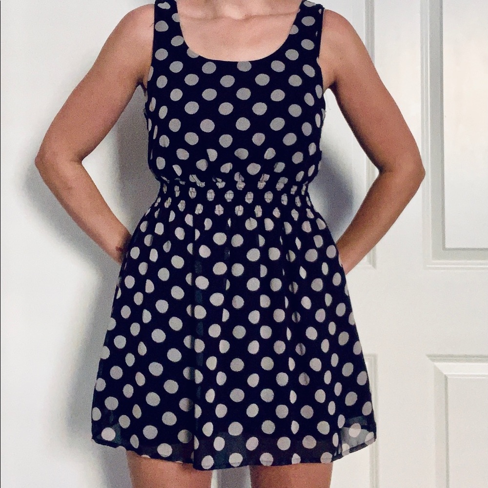 Flirty Polkadot Mini Dress with Gathered Waist